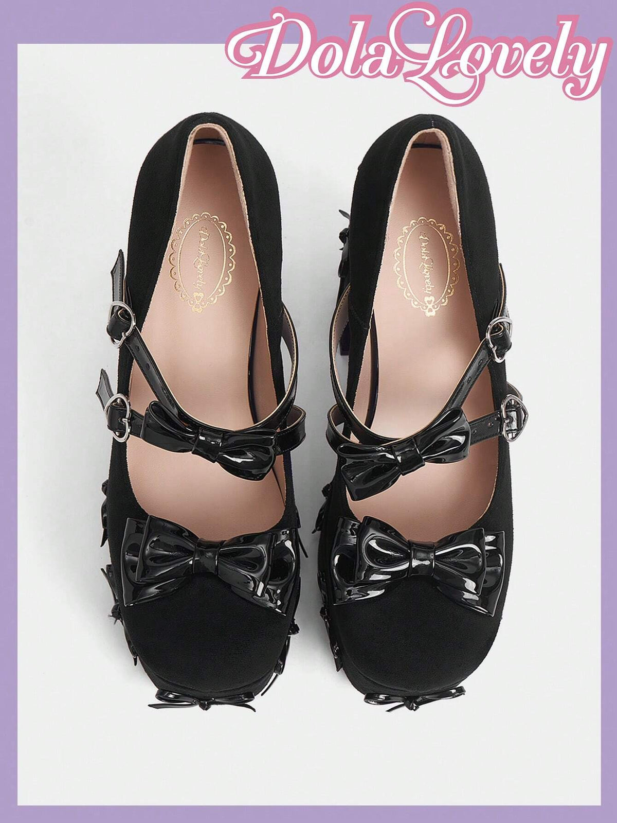 Fashionable & Comfortable Black Suede High Heels With Decorative Bow & Pendant,