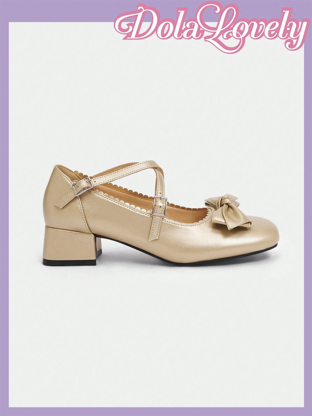 Lolita Style Women'S Mary Jane Shoes With Gold Bow,