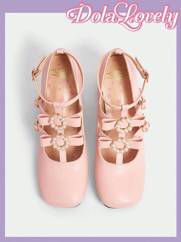 Pearl Embellished Bow Knot Women's High Heel Pumps