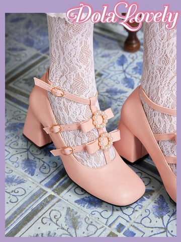 Pearl Embellished Bow Knot Women's High Heel Pumps