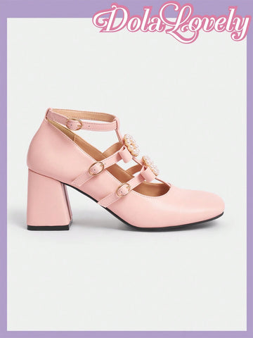 Pearl Embellished Bow Knot Women's High Heel Pumps