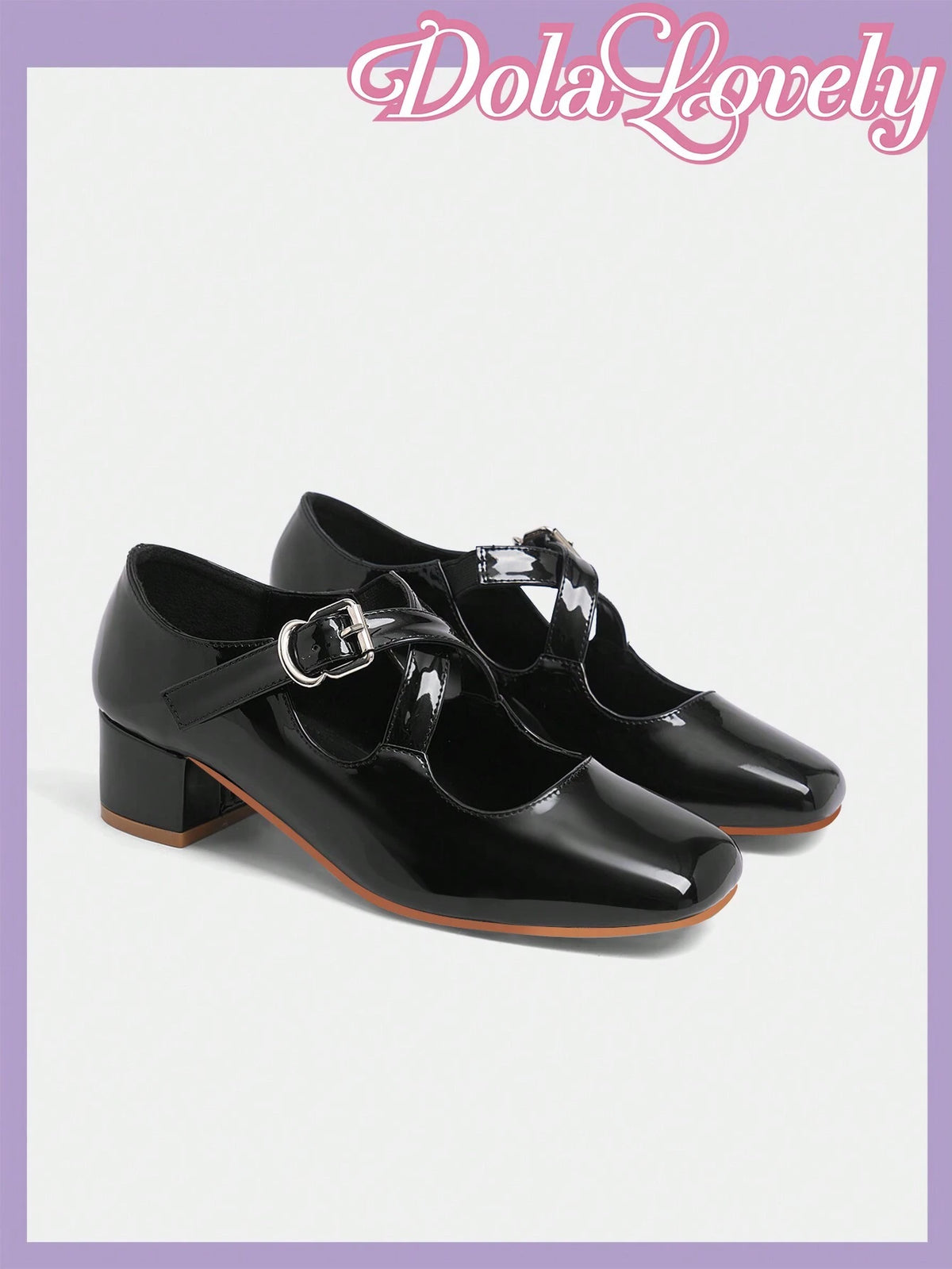 Dola Lovely Women's Fashion Solid Color Mary Jane Criss-Cross Strap Chunky Heel Shoes