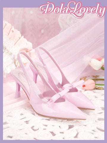 Women's High Heel Pointed Toe Satin Pumps With Butterfly, Pearl, And Rhinestone Ankle Strap, Pink, Suitable