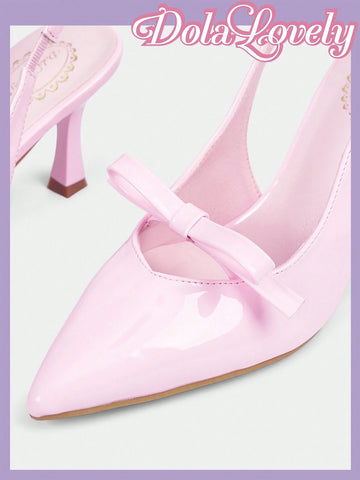 Women's High Heel Pointed Toe Satin Pumps With Butterfly, Pearl, And Rhinestone Ankle Strap, Pink, Suitable