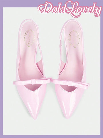 Women's High Heel Pointed Toe Satin Pumps With Butterfly, Pearl, And Rhinestone Ankle Strap, Pink, Suitable