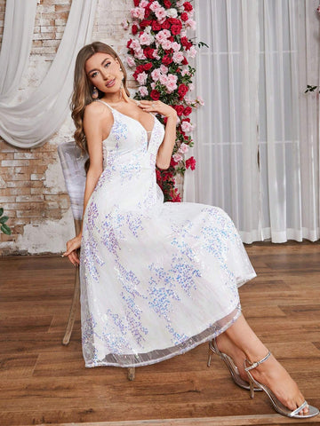 Double Crazy Women's Sparkly Mesh Sequin Strappy Cocktail Party Dress