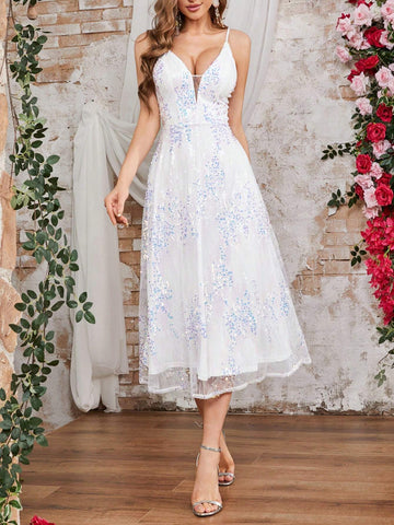 Double Crazy Women's Sparkly Mesh Sequin Strappy Cocktail Party Dress