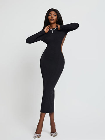 Dove Long Sleeve Backless Midi Dress