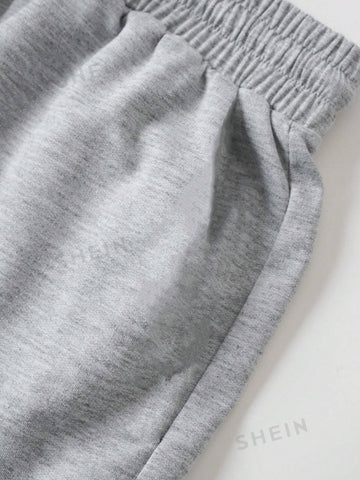 Dragon Graphic Drawstring Waist Track Shorts