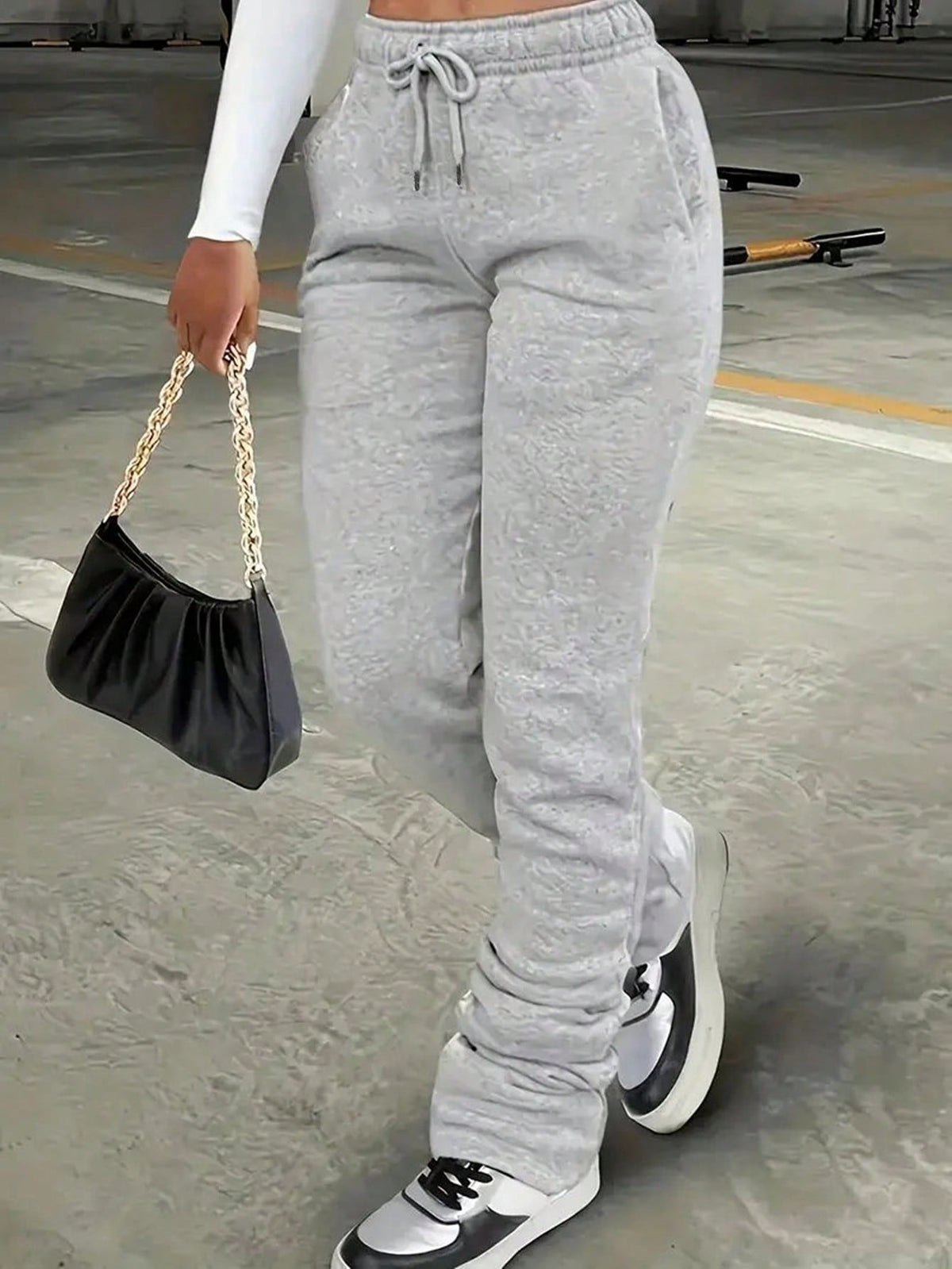Drawstring Waist Slant Pocket Sweatpants