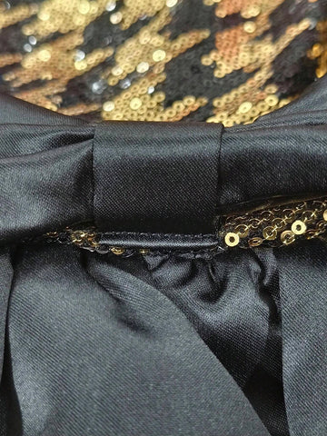 Girls Black & Gold Sequin Sleeveless Party Dress, Young Girl Sheer Tulle Puffy Skirt Formal Gown