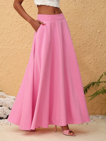 EKeyes High Waist A-Line Maxi Skirt