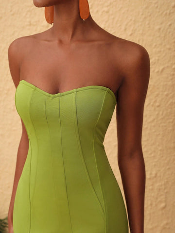EKeyes Ladies' Strapless Structured Panel Bodycon Dress