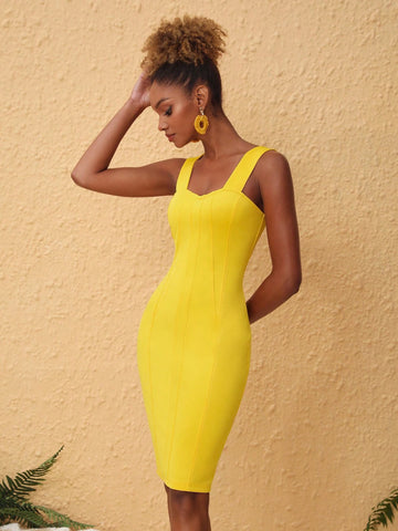 EKeyes Solid Color Slim Fitted Strapless Dress