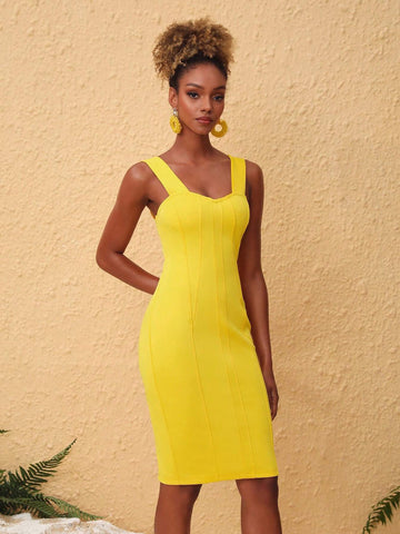 EKeyes Solid Color Slim Fitted Strapless Dress