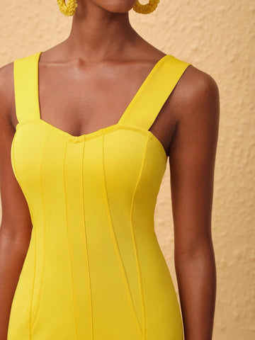 EKeyes Solid Color Slim Fitted Strapless Dress