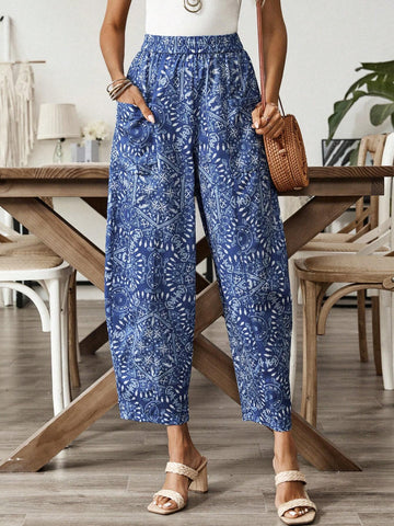 EMERY ROSE Abstract Print Pocketed Women's Casual Summer Long Pants