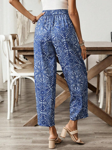 EMERY ROSE Abstract Print Pocketed Women's Casual Summer Long Pants
