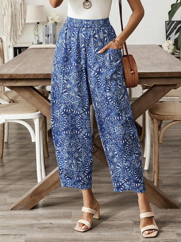 EMERY ROSE Abstract Print Pocketed Women's Casual Summer Long Pants