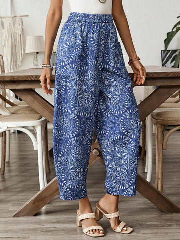 EMERY ROSE Abstract Print Pocketed Women's Casual Summer Long Pants