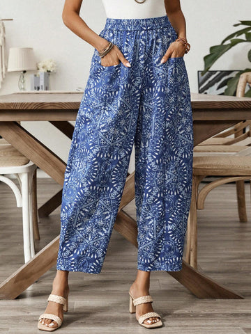 EMERY ROSE Abstract Print Pocketed Women's Casual Summer Long Pants