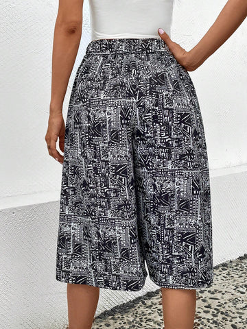 EMERY ROSE Allover Print Wide Leg Pants