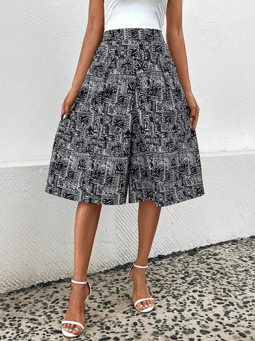 EMERY ROSE Allover Print Wide Leg Pants