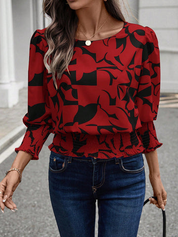 EMERY ROSE Autumn Silhouette Print Button-Down Women Shirt