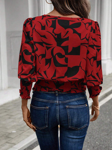 EMERY ROSE Autumn Silhouette Print Button-Down Women Shirt