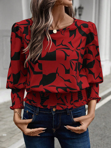 EMERY ROSE Autumn Silhouette Print Button-Down Women Shirt