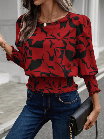 EMERY ROSE Autumn Silhouette Print Button-Down Women Shirt