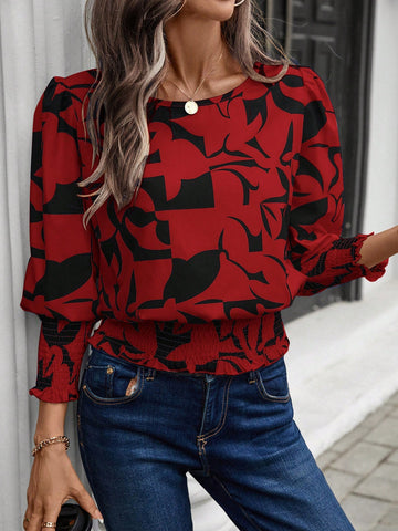 EMERY ROSE Autumn Silhouette Print Button-Down Women Shirt