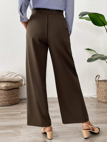 EMERY ROSE Brown Professional Clothes Teacher's Trousers Women Clothes Women's Trousers