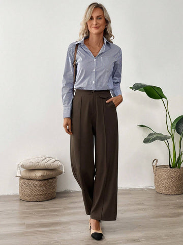 EMERY ROSE Brown Professional Clothes Teacher's Trousers Women Clothes Women's Trousers