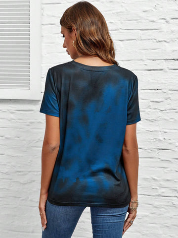 EMERY ROSE Butterfly Print Round Neck Tee