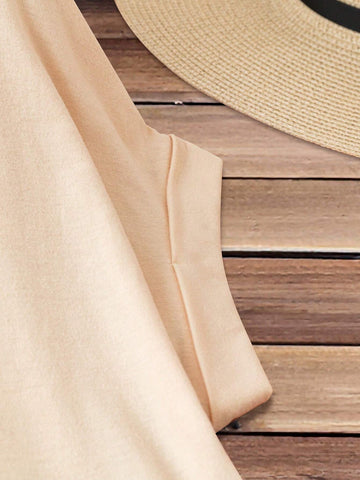 Casual Floral Print Loose Fit Women's Round Neck Short Sleeve Dress For Summer
