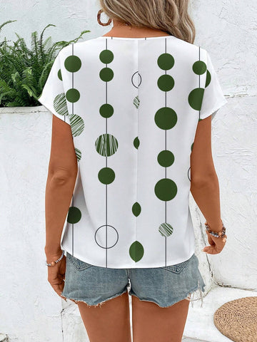 EMERY ROSE Casual Minimalist All-Over Print Long Sleeve Women's Shirt, Suitable For Summer