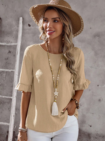 EMERY ROSE Casual Minimalist Loose Short Sleeve Women's Shirt Suitable For Summer Women's Shirt