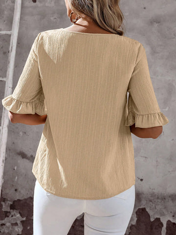 EMERY ROSE Casual Minimalist Loose Short Sleeve Women's Shirt Suitable For Summer Women's Shirt