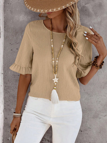 EMERY ROSE Casual Minimalist Loose Short Sleeve Women's Shirt Suitable For Summer Women's Shirt