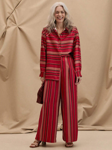 EMERY ROSE Casual Women's Striped Color Block Long Sleeve Shirt