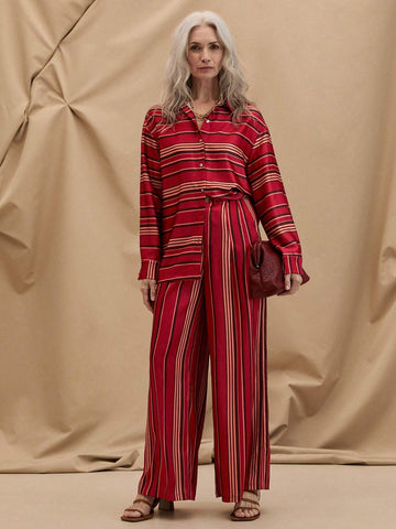 EMERY ROSE Casual Women's Striped Color Block Long Sleeve Shirt