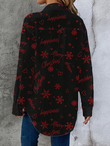 EMERY ROSE Christmas Snowflake Pattern Cardigan Long Sleeve Women Blouse