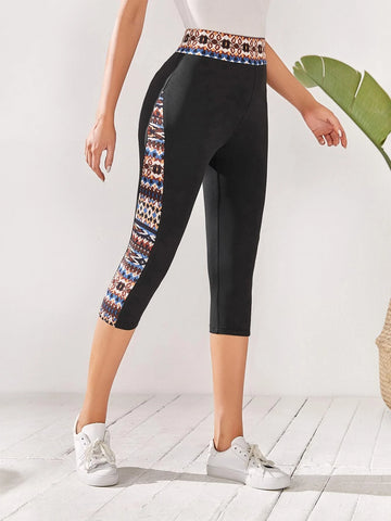 EMERY ROSE Contrast Geo Print Leggings