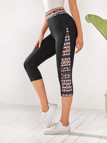 EMERY ROSE Contrast Geo Print Leggings