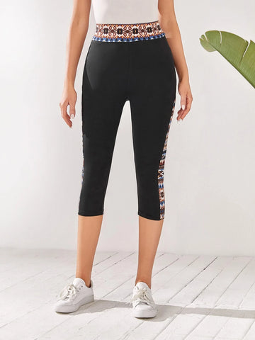 EMERY ROSE Contrast Geo Print Leggings