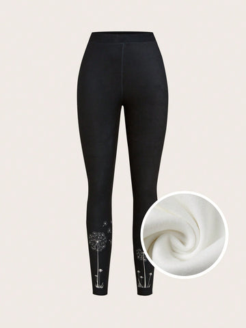 EMERY ROSE Dandelion Pattern High Waisted Long Leggings