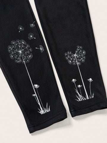 EMERY ROSE Dandelion Pattern High Waisted Long Leggings