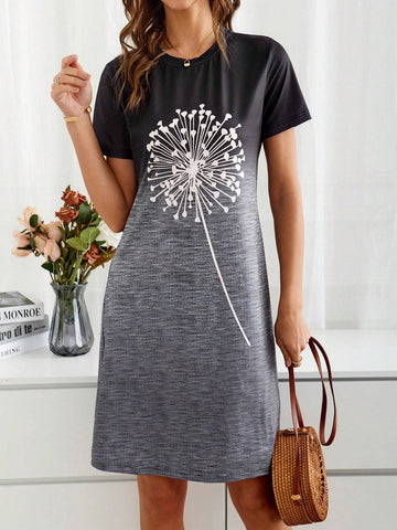 EMERY ROSE Dandelion Pattern Ombre Knitted Dress