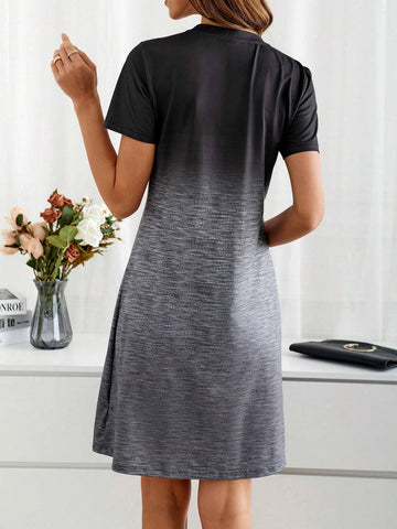 EMERY ROSE Dandelion Pattern Ombre Knitted Dress